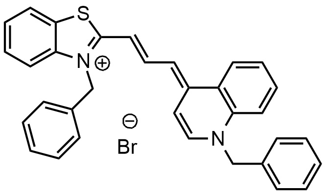 1-苄基-4-[(E,3E)-3-(3-苄基-1,3-苯并噻唑-2-亚基)丙-1-烯基]喹啉-1-鎓溴化物