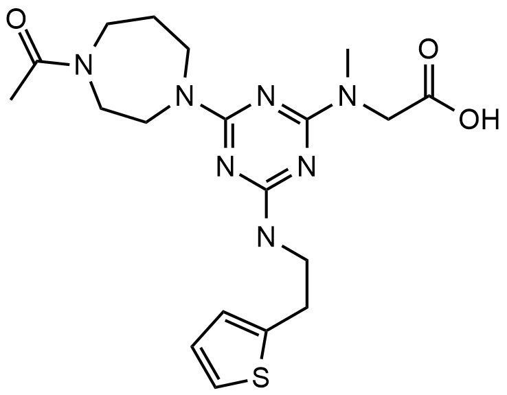2-(N-乙酰高哌嗪基)-4-(噻吩乙基)-6-(N-甲基-N-羧甲基)三嗪